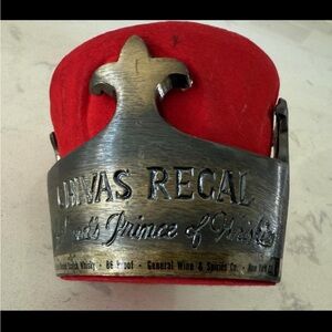 CHIVAS REGAL SCOTLAND'S PRINCE OF WHISKIES RED FELT & METAL DISPLAY STAND